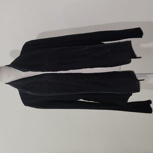 Eileen Fisher Womens Xl Open Front Cardigan SILK Drape Black Elegant Neutral